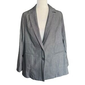 Torrid Studio Luxe Long Line Blazer Gray Sz 00 M/L 10 Career Jacket Office Wear